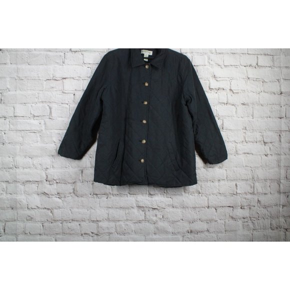 Orvis Black Polyester Blend Quilted Lined Button Down Jacket Size XL P - Picture 2 of 9